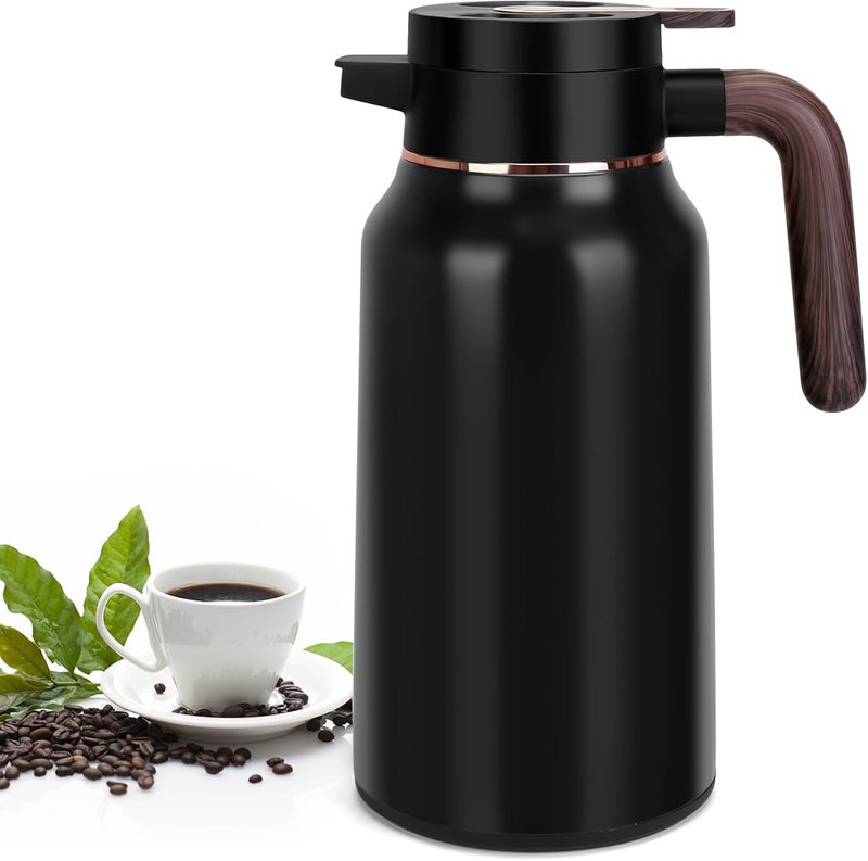 GearRoot 68oz Thermal Coffee Carafe, Stainless Steel Carafes for Hot Liquids 24 Hours, Insulated Coffee Carafes For Keeping Hot Coffee, Hot Water, Tea, Hot Beverage (Black) - Image 1